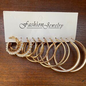 Bundle 3 for $12.  6 Pairs of Gold Tone Hoop Earrings